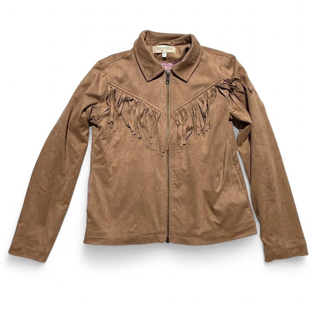 Shyanne Girls Faux Suede Fringe Western Zip Up Jacket Size M